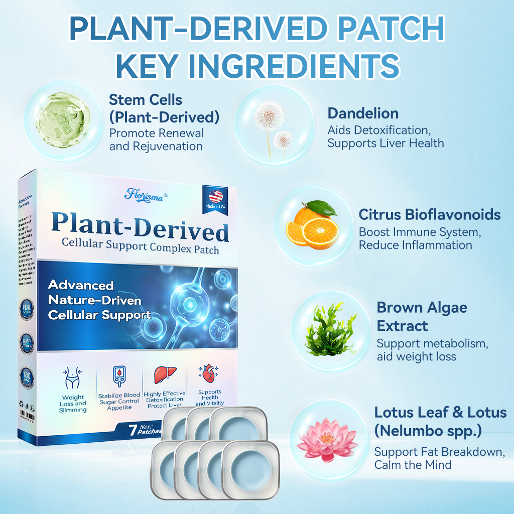 𝗙𝗹𝗼𝗿𝗶𝘀𝗺𝗮® 𝗣𝗟𝗔𝗡𝗧-𝗗𝗘𝗥𝗜𝗩𝗘𝗗 𝗖𝗲𝗹𝗹𝘂𝗹𝗮𝗿 𝗦𝘂𝗽𝗽𝗼𝗿𝘁 𝗖𝗼𝗺𝗽𝗹𝗲𝘅 𝗣𝗮𝘁𝗰𝗵 (𝗣𝗹𝗮𝗻𝘁 𝗲𝗻𝗲𝗿𝗴𝘆 𝗵𝗲𝗹𝗽𝘀 𝗿𝗲𝗱𝘂𝗰𝗲 𝘄𝗲𝗶𝗴𝗵𝘁 𝗯𝘆 𝗶𝗺𝗽𝗿𝗼𝘃𝗶𝗻𝗴 𝘁𝗵𝗲 𝗯𝗼𝗱𝘆'𝘀 𝗹𝘆𝗺𝗽𝗵𝗮𝘁𝗶𝗰 𝘀𝘆𝘀𝘁𝗲𝗺) 🍀